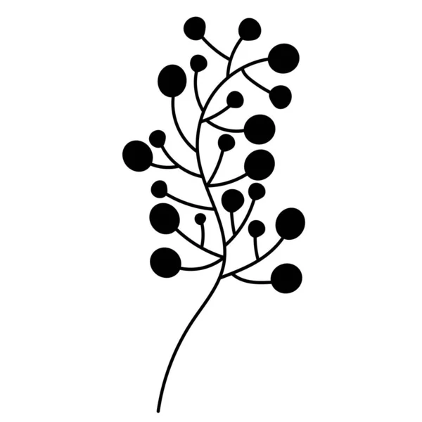 Fleur Plante Silhouette Noire Sur Fond Blanc — Image vectorielle