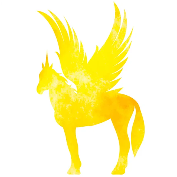 Pegasus Com Asas Silhueta Aquarela Vetor Isolado — Vetor de Stock