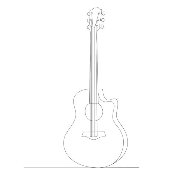 用一根连续的线 孤立的矢量画出吉他 — 图库矢量图片