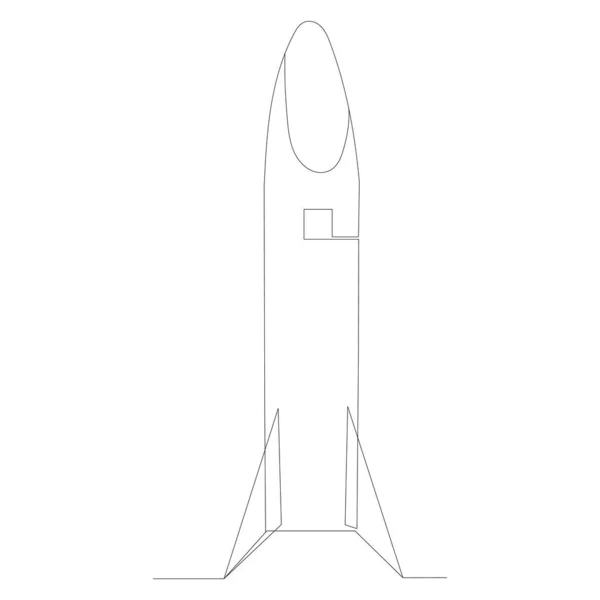 Rocket Drawing One Continuous Line Isolated Vector — Stock Vector