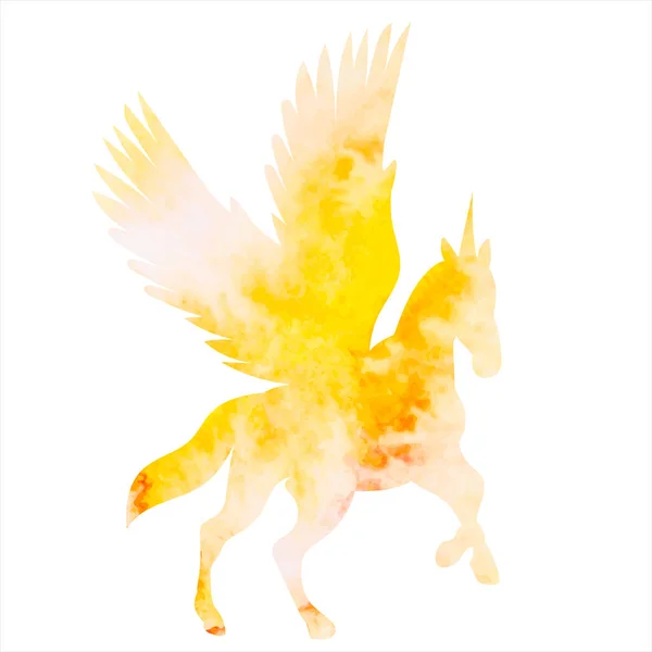Pegasus Akwarela Sylwetka Białym Tle — Wektor stockowy