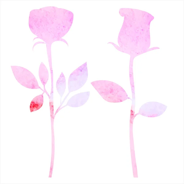Rose Acquerello Silhouette Sfondo Bianco Vettore Isolato — Vettoriale Stock