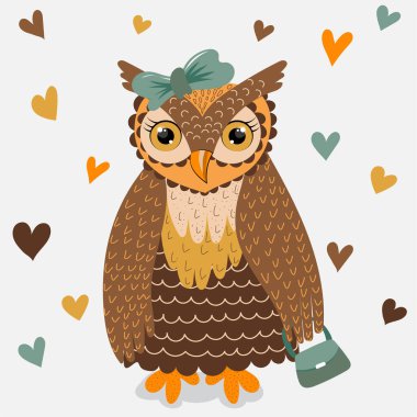 Beyaz arkaplanda baykuş düz tasarımı, izole edilmiş vektör