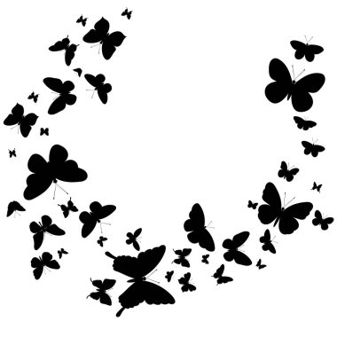 Uçan kelebekler siyah siluet izole vektör