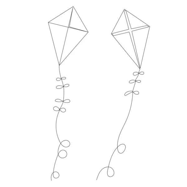 1本の連続した孤立したベクトルで凧を描く — ストックベクタ