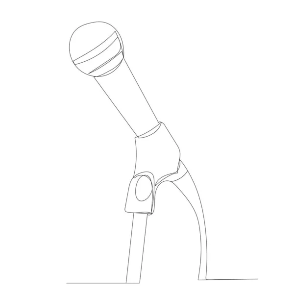 Dessin Microphone Par Une Ligne Continue Vecteur Isolé — Image vectorielle