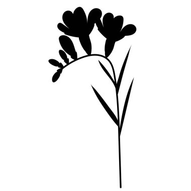 çiçekli siyah siluet izole vektör