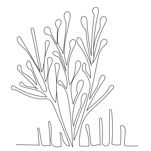 水藻在一条连续的线上画成孤立的矢量 — 图库矢量图片