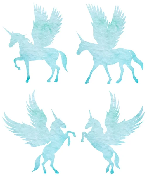 Pegasus Aquarell Silhouette Isolierten Vektor — Stockvektor