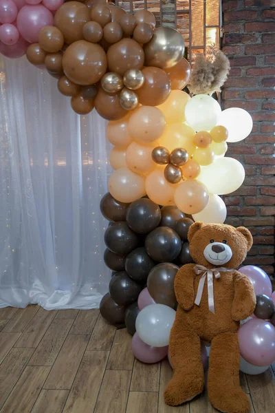 Feliz Cumpleaños Decoración Infantil Con Luces Brillantes Guirnalda Cumpleaños Diferentes — Foto de Stock