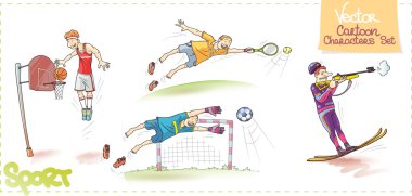 Cartoon Characters Set: Sport
