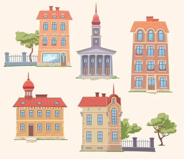 Classic Vector Buildings Set — Stock Vector