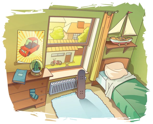 Young Boy's Room — Stock Vector