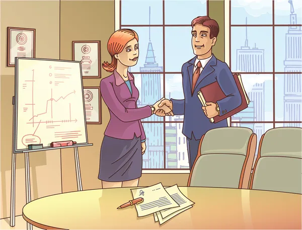 Businesspeople are Shaking the Hands — Stock Vector