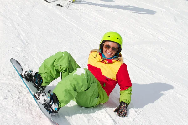 Dame snowboarder — Stockfoto