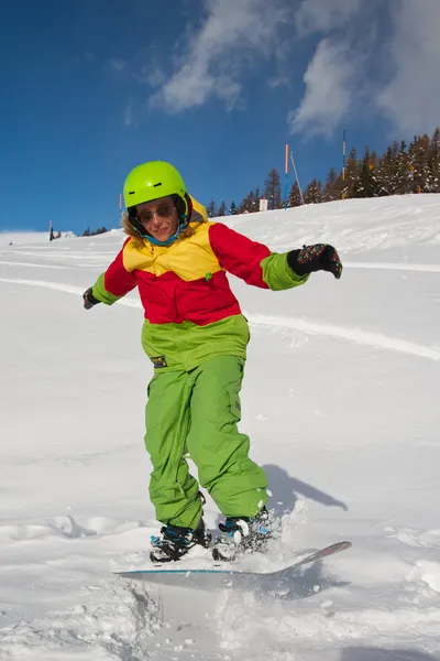 Lady snowboarder — Stock Photo, Image