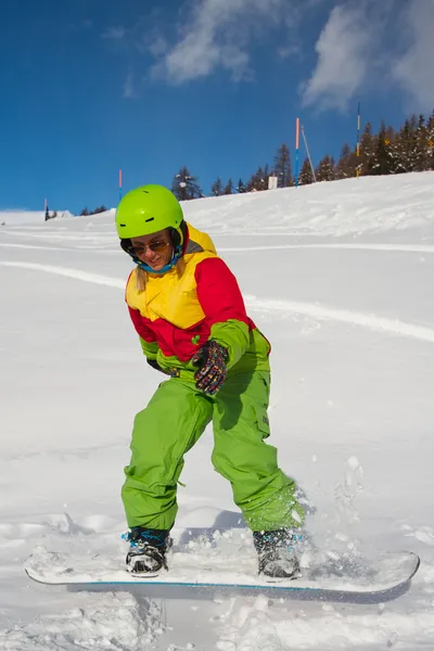 Lady snowboarder — Stock Photo, Image