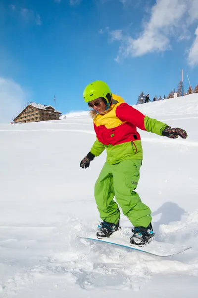 Lady snowboarder — Stock Photo, Image