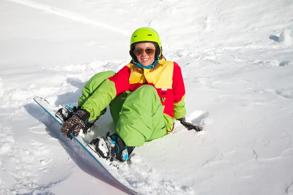 那位女士滑雪板 — 图库照片