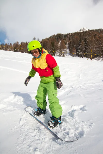 Lady snowboarder — Stock Photo, Image