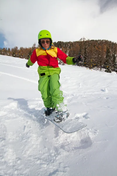 Dame snowboarder — Stockfoto