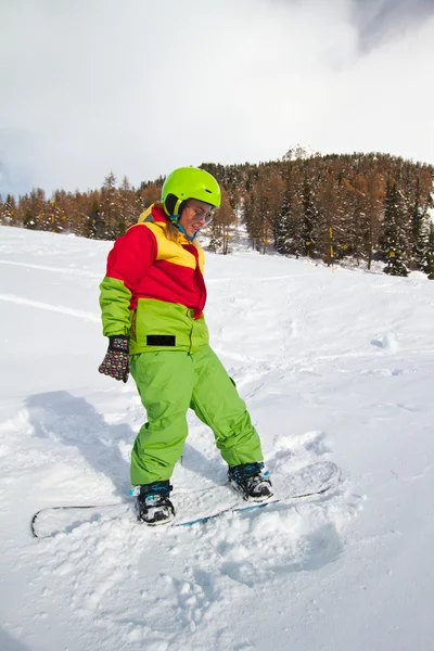 Lady snowboarder — Stock Photo, Image