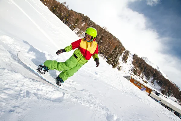 Lady snowboarder — Stock Photo, Image