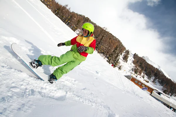 Bayan snowboarder — Stok fotoğraf