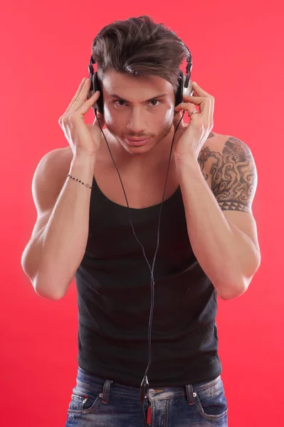 Boy with headphones — Stock Photo, Image