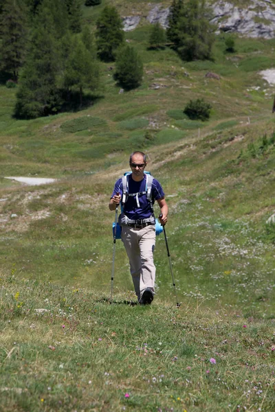 Trekking nelle Alpi — Foto Stock