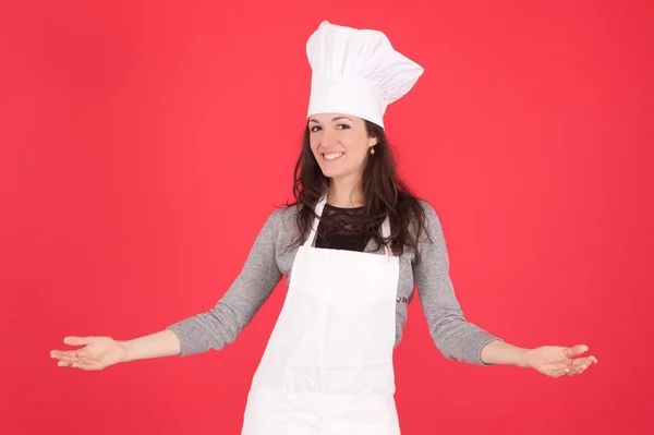 Senhora chef sorridente — Fotografia de Stock