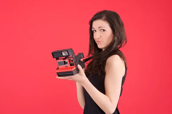 Polaroid on a red background — Stock Photo, Image