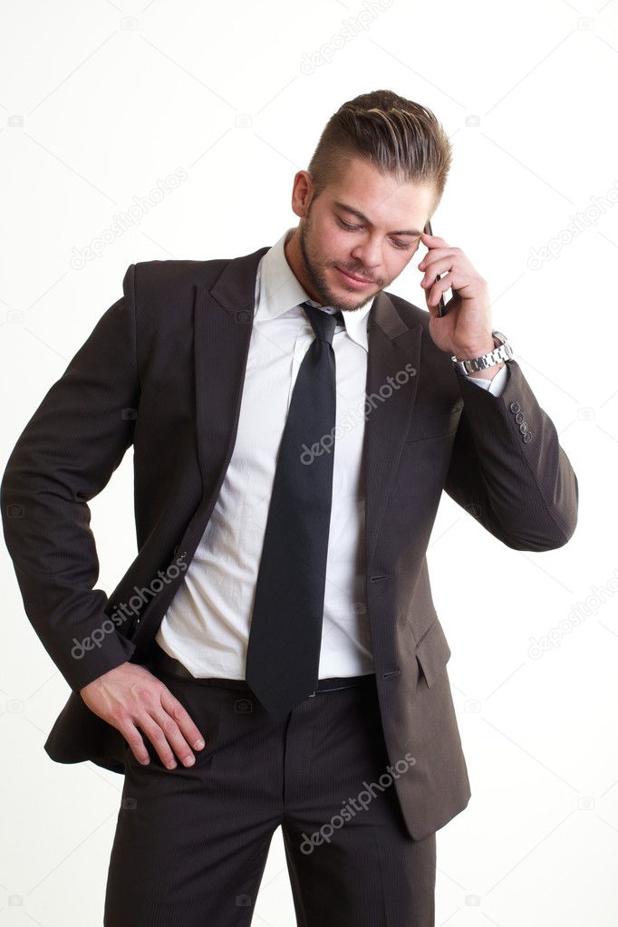 Businessman talking to mobile