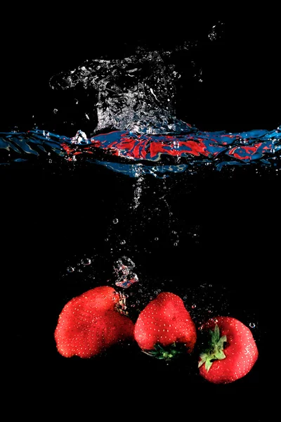 Splashing Strawberry — Stock Photo, Image