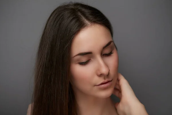 Mujer Perfecta Con Piel Sana Retrato Cerca Belleza Natural —  Fotos de Stock