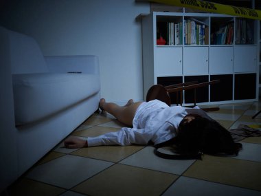 Crime Scene - Woman dead lying on the floor