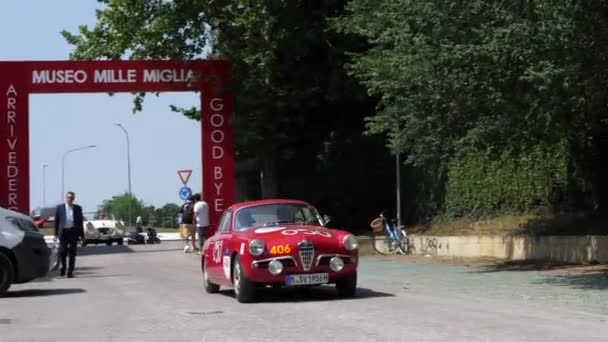 Június 2022 Éves Rally Vintage Autók 1000 Mérföld Brescia Róma Jogdíjmentes Stock Videó