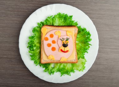 Tasarım yemek. yaratıcı sandviç olan çocuk için resim küçük pu