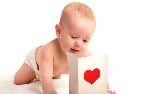 Bellissimo bambino e cartolina San Valentino — Foto Stock