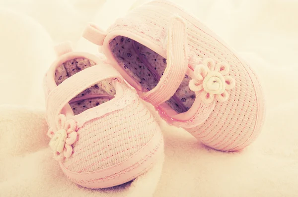 Baby booties shoes for newborn girl — Stock Photo, Image