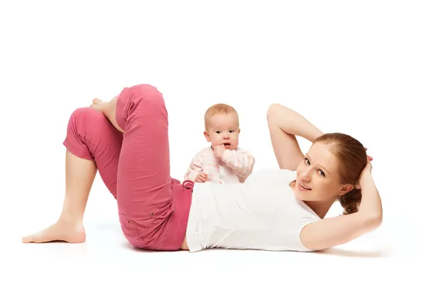 Гимнастика для матери и ребенка, занятия йогой — стоковое фото