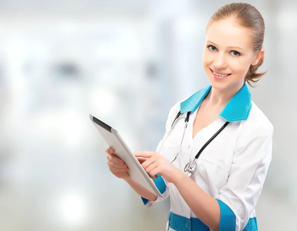 Woman Doctor holding a tablet computer — Stock Photo, Image