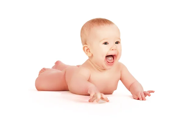 Happy naked baby isolated — Stock Photo, Image