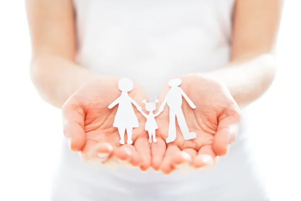 Concept. paper figures of family in hands — Stock Photo, Image