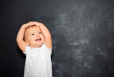 baby child and empty Blackboard clipart
