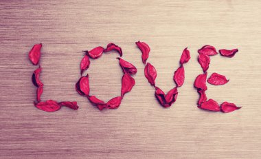 Sevgililer günü arka plan. kelime aşk yaprakları bir w üzerinde kırmızı gül