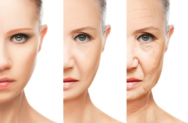 Concepto de envejecimiento y cuidado de la piel aislado —  Fotos de Stock