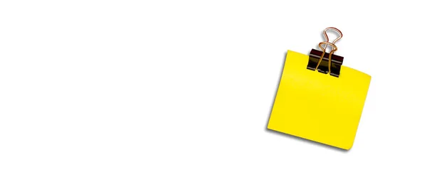Κίτρινο Σημειωματάριο Αυτοκόλλητη Σημείωση Συνδετήρα Που Απομονώνονται Λευκό Φόντο — Φωτογραφία Αρχείου
