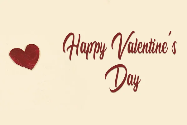 Concepto Del Día San Valentín Feliz Pequeño Corazón Rojo Madera — Foto de Stock