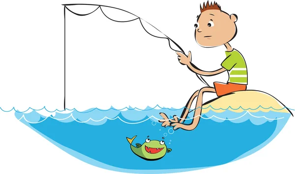 Fishing boy — Stock Vector